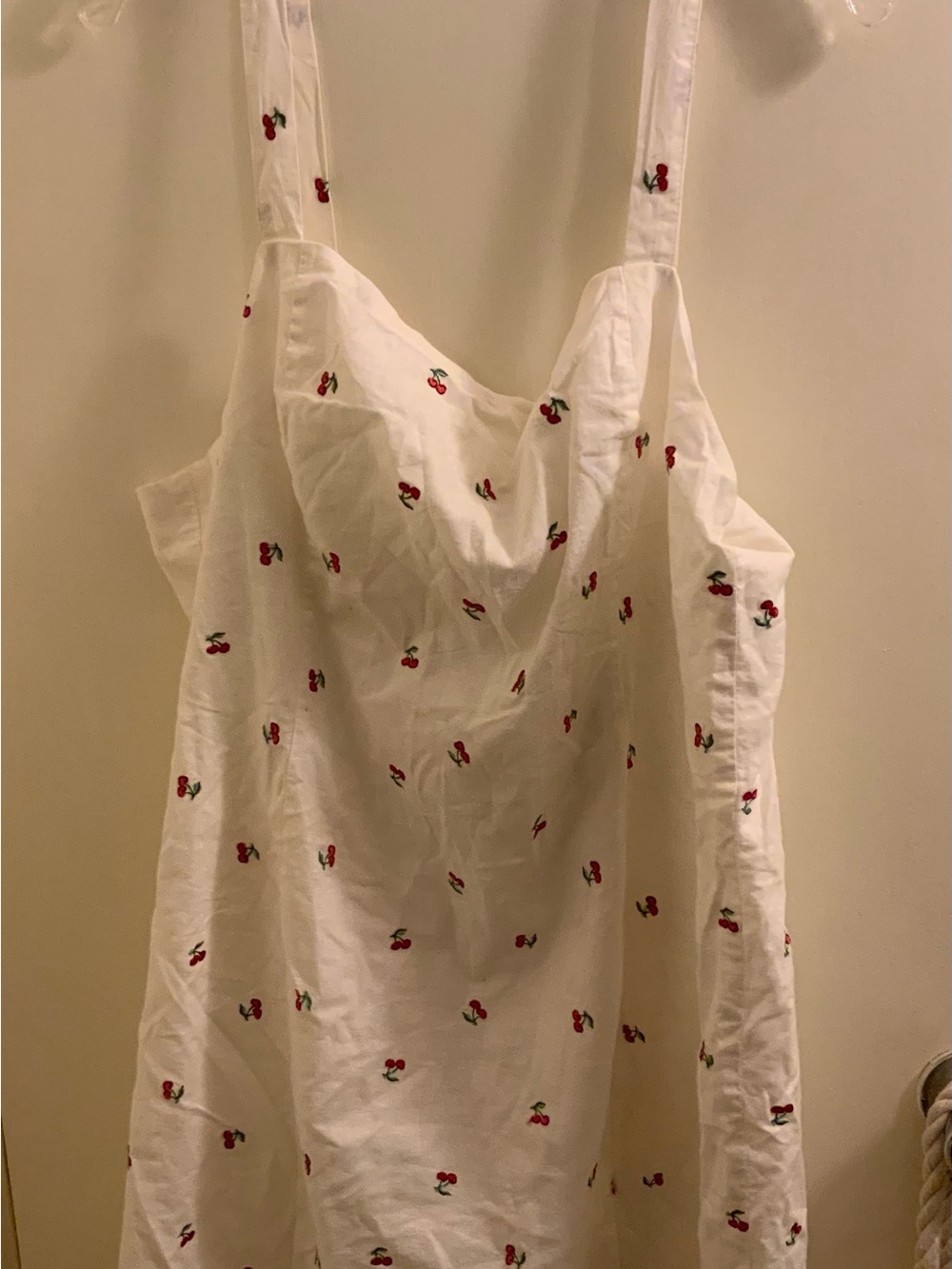 Forever 21 White Mini Dress with Red Cherry Embroidery